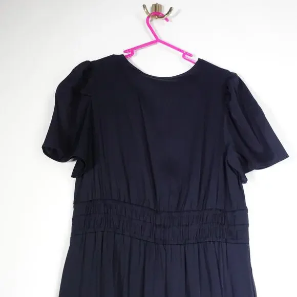 New Quince Silk Tiered Maxi Dress Women’s Small Navy Blue Maxi 4655 - Picture 11 of 11